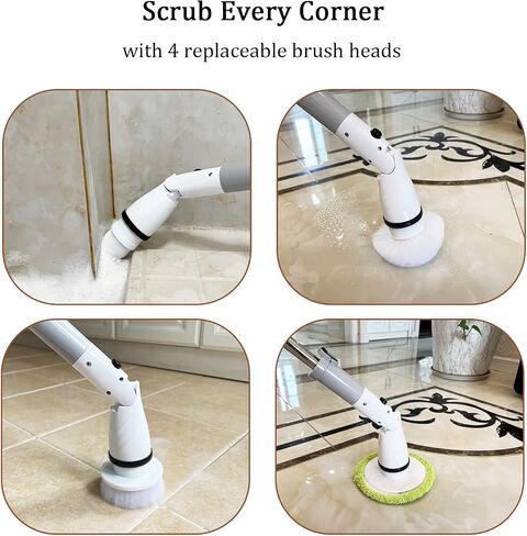 Electric Cleaning Brush with 4 in 1 Multiple Brush Heads,Indoor Household Cordless Motorized Brush for Bathroom Toilet Kitchen Tile Crevice in Saudi Arabia