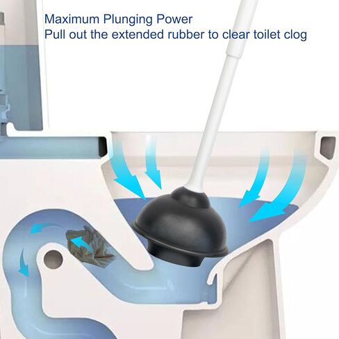 CELOX Toilet Plunger and Brush Set, Heavy Duty Toilet Bowl Brush and Plunger Set Combo Hidden, Toilet Plunger with Holder for Bathroom Cleaning, White, 2 Sets in Kuwait