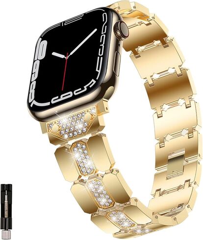 Compatible for Apple Watch Band 49mm 45mm 44mm 42mm 41mm 40mm 38mm, Men and Women Elegant Diamond-Inlaid Stainless Steel for Apple Watch Ultra2/Ultra Series 9/8/7/6/5/4/3/2/1/SE/SE2 in Saudi Arabia