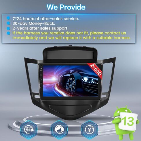 2G+64G for Chevrolet Chevy Cruze 2009-2014 Android 13 Radio Dash Kit with Wireless Carplay&Android Auto, 9 Inch Touch Screen Stereo with GPS WiFi USB EQ SWC Mic Backup Camera in Saudi Arabia