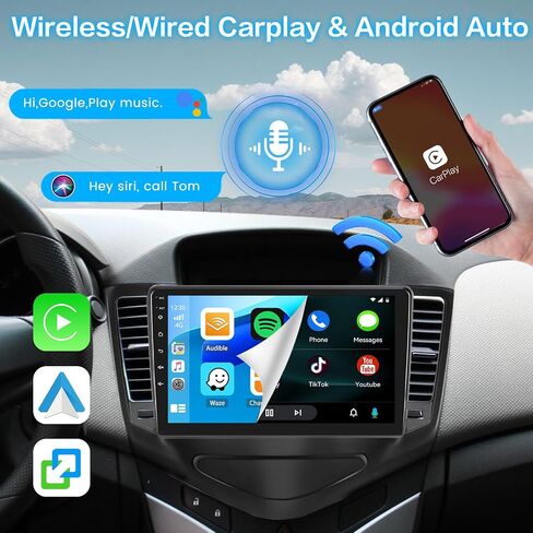 2G+64G for Chevrolet Chevy Cruze 2009-2014 Android 13 Radio Dash Kit with Wireless Carplay&Android Auto, 9 Inch Touch Screen Stereo with GPS WiFi USB EQ SWC Mic Backup Camera in Saudi Arabia