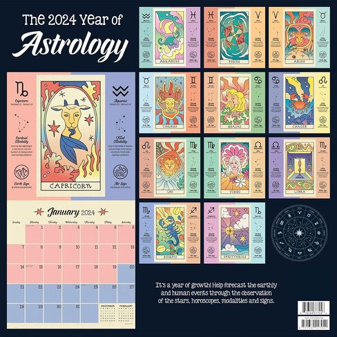 TF PUBLISHING 2024 Year of Astrology Wall Calendar | Large Grids for Appointments and Scheduling | Vertical Monthly Wall Calendar 2024 | Home & Office Organization | Thick Matte Paper | 12"x12" in Saudi Arabia