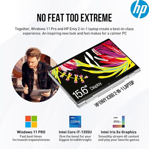 HP Envy X360 2 in 1 Laptop Touchscreen Computer 15, 15.6 FHD Touch Screen Convertible Laptop, Intel Core i7, 16GB DDR5 RAM 1TB SSD, Windows 11 Pro, Lifetime Office, Backlit Keyboard HDMI Thunderbolt in Saudi Arabia