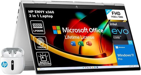 HP Envy X360 2 in 1 Laptop Touchscreen Computer 15, 15.6 FHD Touch Screen Convertible Laptop, Intel Core i7, 16GB DDR5 RAM 1TB SSD, Windows 11 Pro, Lifetime Office, Backlit Keyboard HDMI Thunderbolt in Saudi Arabia