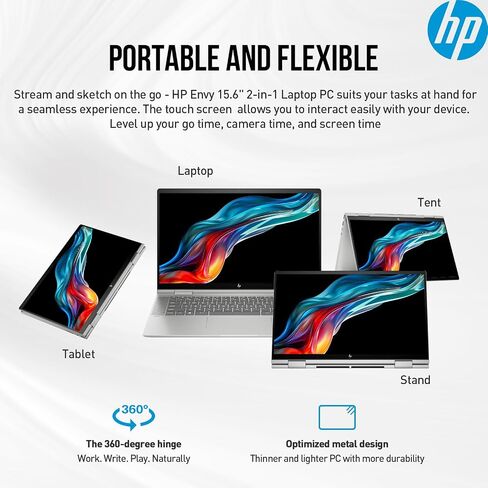 HP Envy X360 2 in 1 Laptop Touchscreen Computer 15, 15.6 FHD Touch Screen Convertible Laptop, Intel Core i7, 16GB DDR5 RAM 1TB SSD, Windows 11 Pro, Lifetime Office, Backlit Keyboard HDMI Thunderbolt in Saudi Arabia