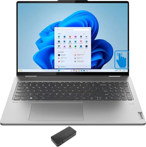 كمبيوتر محمول Lenovo Yoga 7 Home & Business 2 في 1 (AMD Ryzen 7 7735U 8-Core، 16GB LPDDR5 6400MHz RAM، 2TB PCIe SSD Mini، AMD Radeon 680M، 16.0 بوصة 60 هرتز Touch Win 11 Pro) مع قاعدة توصيل USB-C in Saudi Arabia