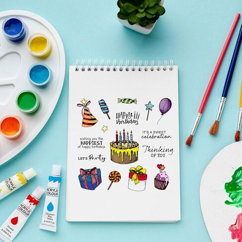 Happy Birthday Clear Stamps for Card Making, Cake Gift Clear Rubber Stamps Birthday Words Silicone Reusable Stamp for DIY Scrapbooking Paper Craft Album Decor in Saudi Arabia