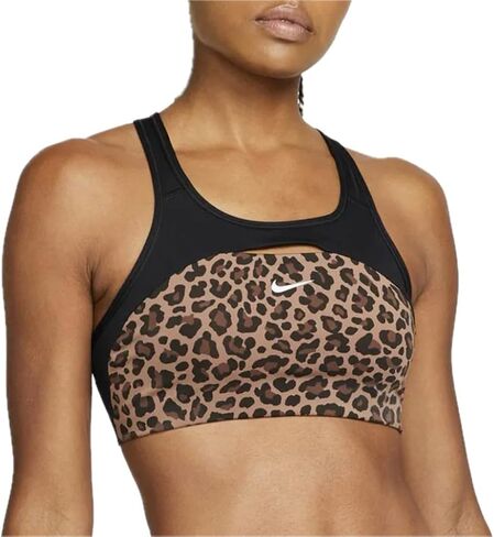 Nike Women's Swoosh Sports Bra, Brown Leopard, M Regular US in Saudi Arabia