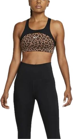 Nike Women's Swoosh Sports Bra, Brown Leopard, M Regular US in Saudi Arabia