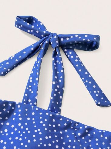 SweatyRocks Women's Bikini Swimsuit Tie Shoulder Wireless Bra Polka Dots High Waist Bottom Bathing Suit in Saudi Arabia