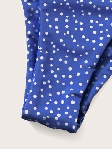 SweatyRocks Women's Bikini Swimsuit Tie Shoulder Wireless Bra Polka Dots High Waist Bottom Bathing Suit in Saudi Arabia