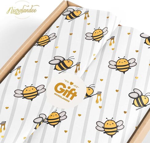 Nicrolandee Bee Party Supplies - 24 Sheets Tissue Paper for Bee Day Theme Gift Wrap, Yellow Black Honey Bee Wrapping Tissue Paper for Birthday Baby Shower Gender Reveal Bee Day Party Decoration in Kuwait