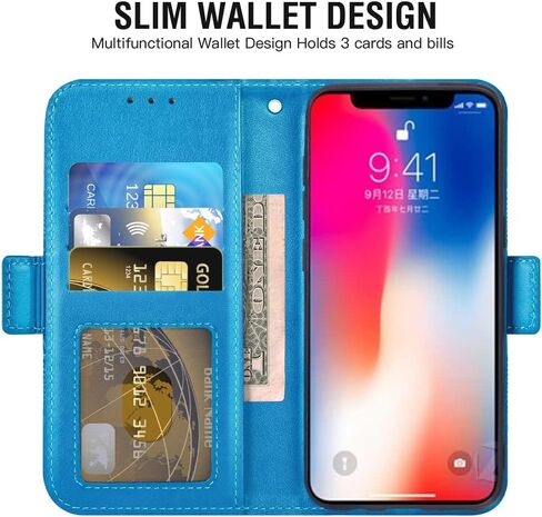 Asuwish متوافق مع حافظة محفظة iPhone Xs X 10 10s وواقي شاشة من الزجاج المقسى وغطاء قلاب وحامل بطاقات للهاتف الخلوي لهاتف iPhoneX iPhoneXs iPhone10 i PhoneX SX 10x 10xs X's Women Men أزرق in Saudi Arabia