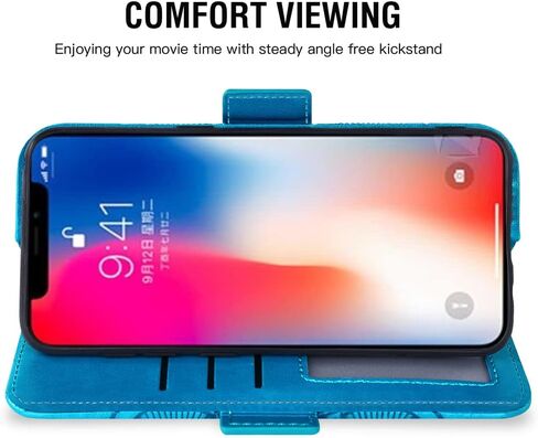 Asuwish متوافق مع حافظة محفظة iPhone Xs X 10 10s وواقي شاشة من الزجاج المقسى وغطاء قلاب وحامل بطاقات للهاتف الخلوي لهاتف iPhoneX iPhoneXs iPhone10 i PhoneX SX 10x 10xs X's Women Men أزرق in Saudi Arabia