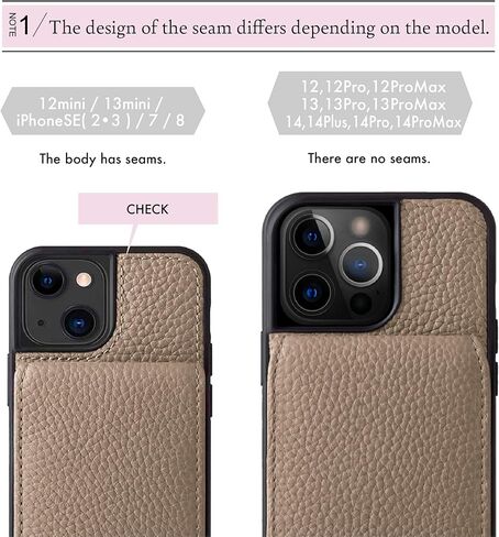 Hanatora] جراب iPhone13ProMax Flip مع حامل بطاقة وغطاء هاتف من الجلد الأصلي، جراب أنيق عالي الجودة بدون مغناطيس للنساء والرجال، رمادي SCPG-13ProMax-Grege in Kuwait