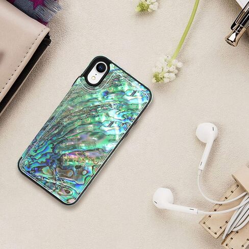 LETO iPhone XR Case,Leather Wallet Case with Fashionable Flower Designs for Girls Women,Flip Folio Cover with Card Slots Kickstand,Protective Phone Case for iPhone XR Green Oyster Shell in Kuwait