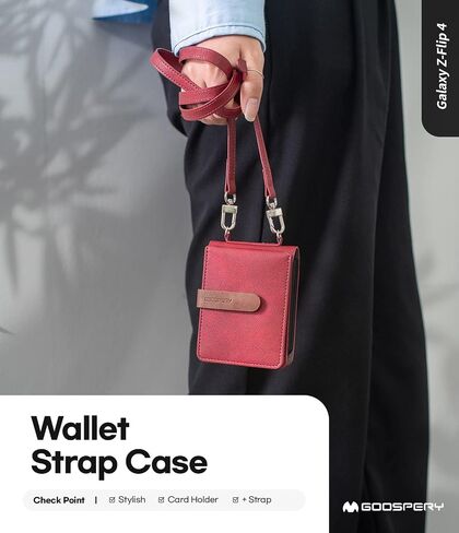 GOOSPERY Wallet Case for Galaxy Z Flip 4, with Detachable Card Holder, 2 Card Pockets, Premium PU Leather, and Strap. in Saudi Arabia