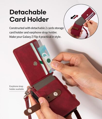 GOOSPERY Wallet Case for Galaxy Z Flip 4, with Detachable Card Holder, 2 Card Pockets, Premium PU Leather, and Strap. in Saudi Arabia