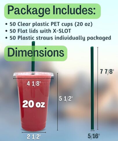 [50 SETS] 12 oz Clear Plastic Cups with Lids and STRAWS, Disposable Iced Coffee cups with Lids, Clear Cups with Lids for Cold Drinks, Iced Tea, Milkshakes, Smoothies in Saudi Arabia