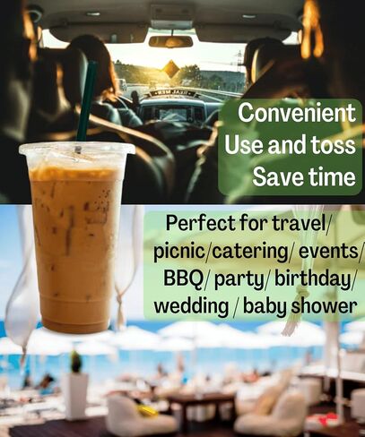 [50 SETS] 12 oz Clear Plastic Cups with Lids and STRAWS, Disposable Iced Coffee cups with Lids, Clear Cups with Lids for Cold Drinks, Iced Tea, Milkshakes, Smoothies in Saudi Arabia