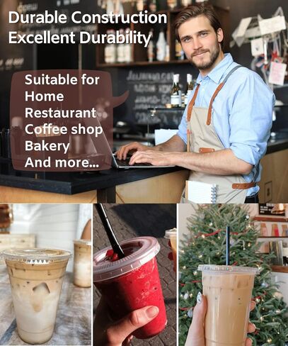 [50 SETS] 12 oz Clear Plastic Cups with Lids and STRAWS, Disposable Iced Coffee cups with Lids, Clear Cups with Lids for Cold Drinks, Iced Tea, Milkshakes, Smoothies in Saudi Arabia