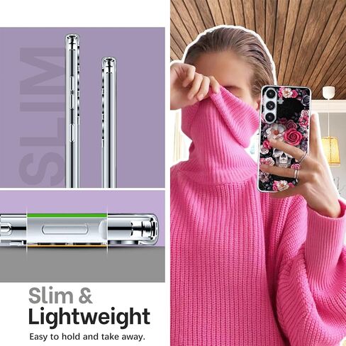 Galaxy A35 Case for Samsung Galaxy A35 5G Phone Case Women Girls, Cute Skull Rose Flower Design, Slim Silicone Bumper Anti-Scratch Shockproof Protective Cover for Samsung A35 5G 6.6-inch (Colorful) in Saudi Arabia