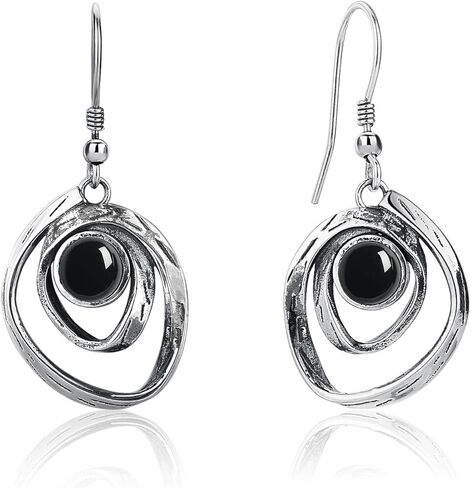Turquoise Earrings for Women 925 Sterling Silver Pearl/Black Onyx/Opal Dangle Earrings Vintage Spiral/Wire Wrapped/Beads & Rope Ear Hook Earrings in Saudi Arabia