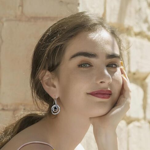 Turquoise Earrings for Women 925 Sterling Silver Pearl/Black Onyx/Opal Dangle Earrings Vintage Spiral/Wire Wrapped/Beads & Rope Ear Hook Earrings in Saudi Arabia