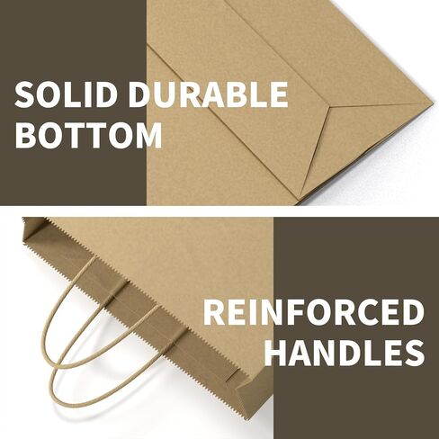 UTHIN 100 Pack 8x4.75x10 Inch Gift Paper Bags with Handles,Party Favor Bags,Birthday Gift Bag,Brown Paper Bags,Gift Bags Medium Size,Shopping Bags in Saudi Arabia