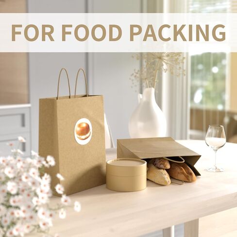 UTHIN 100 Pack 8x4.75x10 Inch Gift Paper Bags with Handles,Party Favor Bags,Birthday Gift Bag,Brown Paper Bags,Gift Bags Medium Size,Shopping Bags in Saudi Arabia