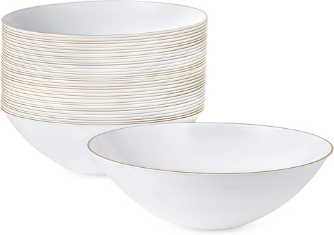 [6'' Plates 10 Count] White Plastic Floral Design Party Plates With Gold Rim Premium heavyweight Elegant Disposable Tableware Dishes in Saudi Arabia