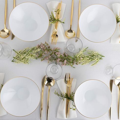 [6'' Plates 10 Count] White Plastic Floral Design Party Plates With Gold Rim Premium heavyweight Elegant Disposable Tableware Dishes in Saudi Arabia