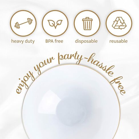 [6'' Plates 10 Count] White Plastic Floral Design Party Plates With Gold Rim Premium heavyweight Elegant Disposable Tableware Dishes in Saudi Arabia