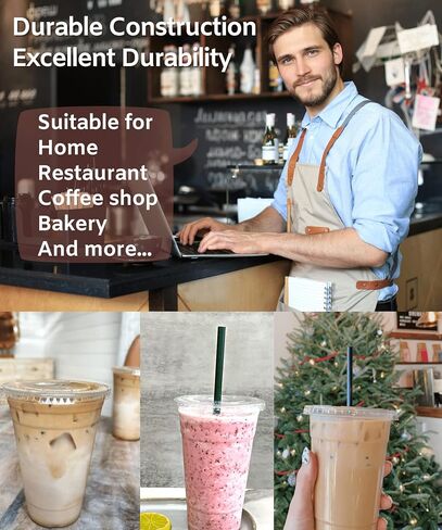 [50 SETS] 12 oz Clear Plastic Cups with Lids and STRAWS, Disposable Iced Coffee cups with Lids, Clear Cups with Lids for Cold Drinks, Iced Tea, Milkshakes, Smoothies in Saudi Arabia