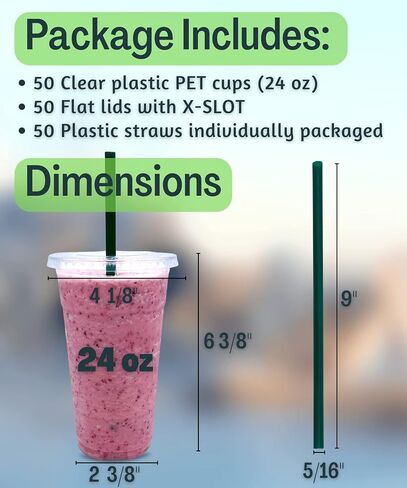 [50 SETS] 12 oz Clear Plastic Cups with Lids and STRAWS, Disposable Iced Coffee cups with Lids, Clear Cups with Lids for Cold Drinks, Iced Tea, Milkshakes, Smoothies in Saudi Arabia