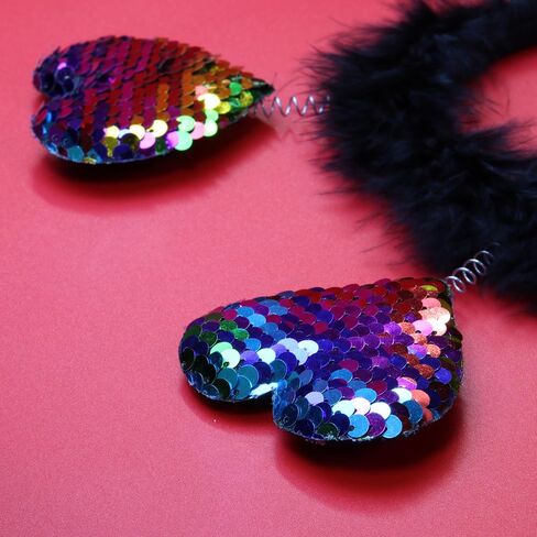 Needzo Valentines Day Heart Bopper Headband, Rainbow Reversible Sequins, Party Hair Accessory, One Size in Saudi Arabia