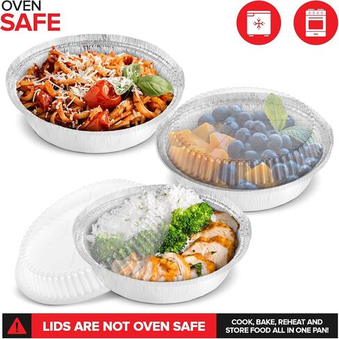 Stock Your Home 9" Round Aluminum Foil Pans with Lids (40 Pack) Pie Tins Disposable 9 Inch with Lid, To-Go Containers for Pies, Cheesecake, Cinnamon Rolls, Flan, 2" Deep Dish Cake Pan for Holidays in Saudi Arabia