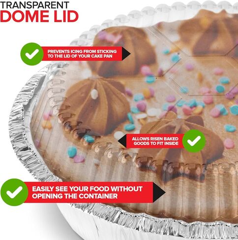 Stock Your Home 9" Round Aluminum Foil Pans with Lids (40 Pack) Pie Tins Disposable 9 Inch with Lid, To-Go Containers for Pies, Cheesecake, Cinnamon Rolls, Flan, 2" Deep Dish Cake Pan for Holidays in Saudi Arabia