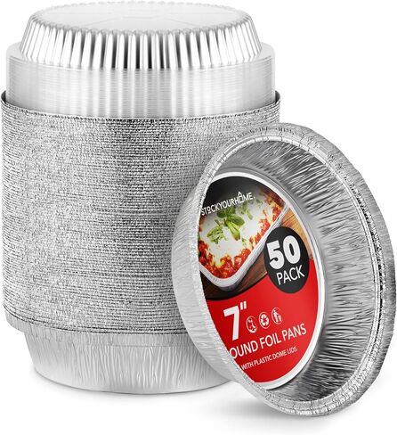 Stock Your Home 9" Round Aluminum Foil Pans with Lids (40 Pack) Pie Tins Disposable 9 Inch with Lid, To-Go Containers for Pies, Cheesecake, Cinnamon Rolls, Flan, 2" Deep Dish Cake Pan for Holidays in Saudi Arabia