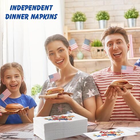 100 Pcs Independence Day Napkin God Bless American Guest Bathroom Napkins 4th Of July Napkins Patriotic Red White Blue Disposable Hand Towel for Veterans Memorial Day Kitchen Tableware in Saudi Arabia