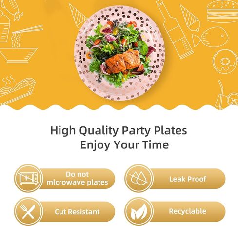 Pink & Rose Gold Dots Party Paper Plates, 50 PCS Disposable Party Supplies Dessert Paper Plates for Birthday Party Wedding Bridal Shower Party Supplies (7 inches) in Saudi Arabia