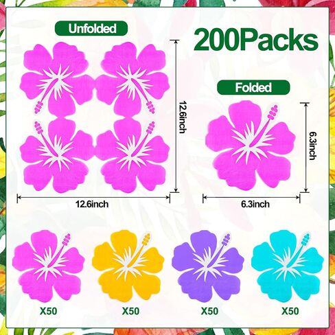 200 Pack Hawaii Laua Paper Napkins Tropical Luncheon Disposable Napkins Hawaii Hibiscus Beverage Napkins for Beach Summer Hawaiian Luau Party Supplies Tableware Decorations in Saudi Arabia