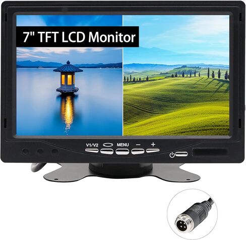 Anina 7" TFT LCD Car Monitor 2 Split Screen 4-PIN Connector Video Inputs Color Display Screen Sunshade Anti-Glare Remote Control for Car/Pickup/Truck/SUV Rear Side Front View Backup Camera Monitor in Saudi Arabia