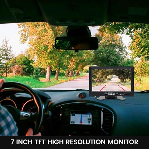 Anina 7" TFT LCD Car Monitor 2 Split Screen 4-PIN Connector Video Inputs Color Display Screen Sunshade Anti-Glare Remote Control for Car/Pickup/Truck/SUV Rear Side Front View Backup Camera Monitor in Saudi Arabia