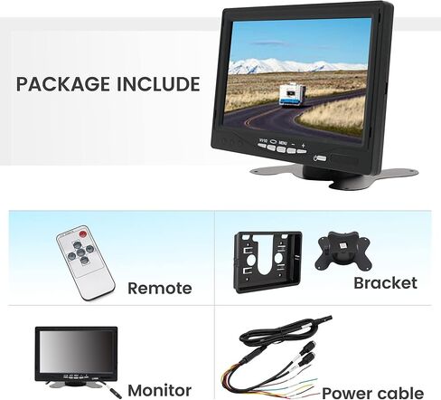 Anina 7" TFT LCD Car Monitor 2 Split Screen 4-PIN Connector Video Inputs Color Display Screen Sunshade Anti-Glare Remote Control for Car/Pickup/Truck/SUV Rear Side Front View Backup Camera Monitor in Saudi Arabia