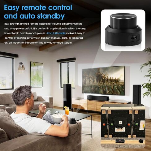 Douk Audio 230W Bridge Stereo/Mono Bass Shaker مضخم صوت مضخم صوت قابل للتوصيل لمحول الطاقة مع جهاز تحكم عن بعد (BSA600) in Kuwait