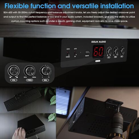 Douk Audio 230W Bridge Stereo/Mono Bass Shaker مضخم صوت مضخم صوت قابل للتوصيل لمحول الطاقة مع جهاز تحكم عن بعد (BSA600) in Kuwait