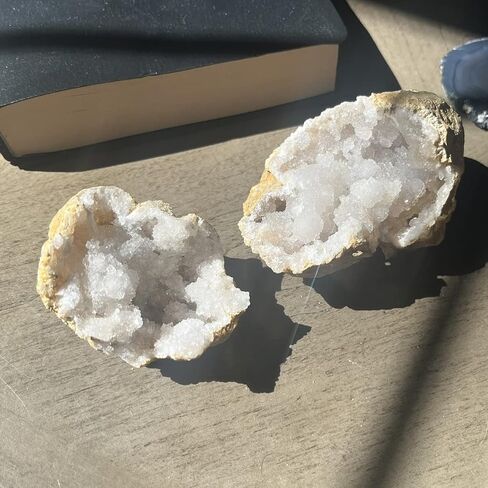 Break Your Own Geodes! BOX SET WITH HAMMER | Raw, Uncut Crystal Geode Specimens | MEDIUM Size | Sparkly White Crystal Geodes (8) in Saudi Arabia