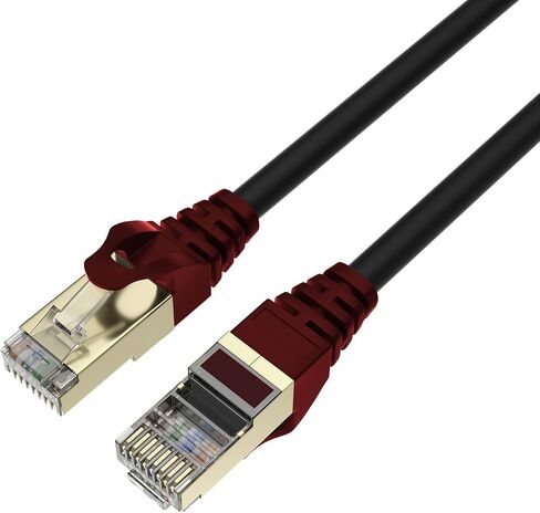 QualGear RJ45 Cat 7 Ethernet Patch Cable, 10Gpbs High-Speed Cable, 600MHz, Triple-Shielded, Flat, 1 Feet, Black in Saudi Arabia