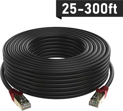 QualGear RJ45 Cat 7 Ethernet Patch Cable, 10Gpbs High-Speed Cable, 600MHz, Triple-Shielded, Flat, 1 Feet, Black in Saudi Arabia